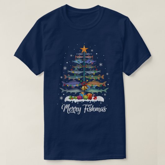 T-shirt Merry Fishmas Christmas Tree Xmas Pajama (Design devant)