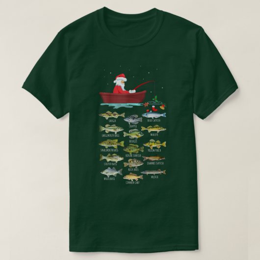 T-shirt Merry Fishmas Drôle Pêche Feux de Noël (Design devant)