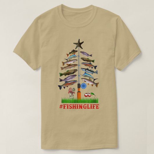 T-shirt Merry Fishmas Funky Christmas Tree Lights Fish Fis (Design devant)