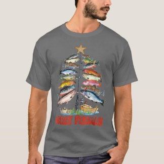 T-shirt Merry Fishmas Funky Christmas Tree Lights Fish Fis