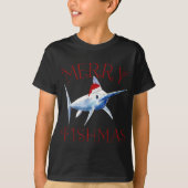 T-shirt Merry Fishmas Marlin Santa Hat Noël (Devant)