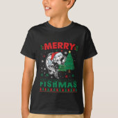 T-shirt Merry Fishmas Pêche Papa Pêcheur Pêcheur Noël (Devant)