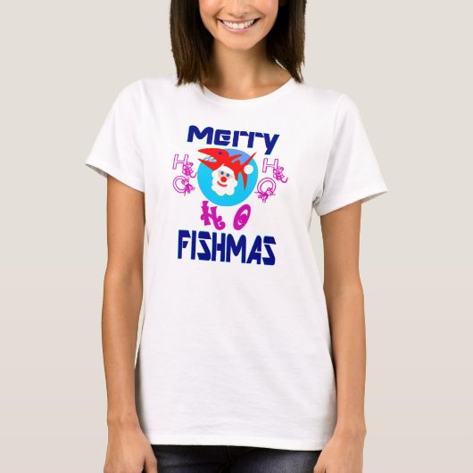 T-shirt ♫ ♥ Merry FishMas-SantaFish Funny Long Sleeve Tee (Devant)