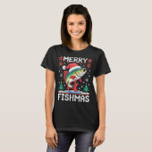 T-shirt Merry Fishmas Ugly Christmas Sweater Fishing Lover (Devant entier)