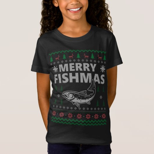 T-Shirt Merry Fishmas Vilain Pyjama Costume de Noël Fishma (Devant)