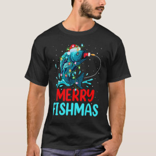 T-shirt Merry Fishmas Xmas Pêche Pêcheur Poisson Noël
