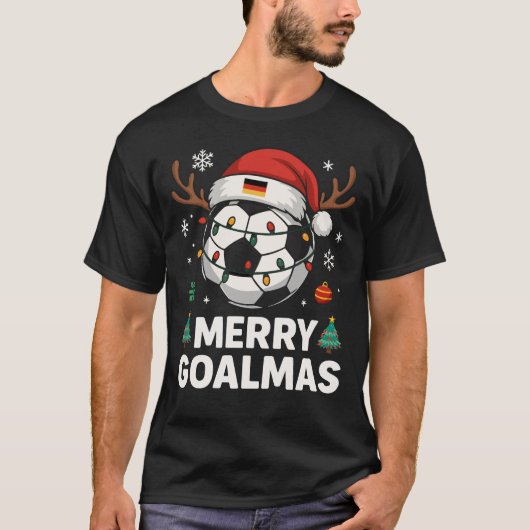 T-shirt Merry Goalmas - Funny Soccer Christmas (Devant)