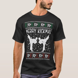 T-shirt Merry Kickmas Ugly Christmas Karaté Jiu Jitsu Mart