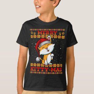 T-shirt Merry Kitty Mas Cute Kitten Chat Dame de Noël Hol