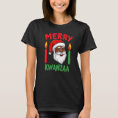 T-shirt Merry Kwanzaa Afro-Américain Père Noël Noir C (Devant)