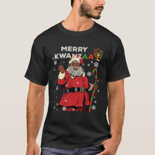 T-shirt Merry Kwanzaa Santa Claus Noir Noël Africain