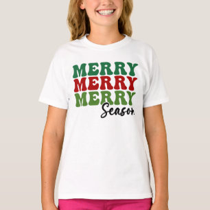 T-shirt Merry Merry Merry Saison - Retro Holiday Art