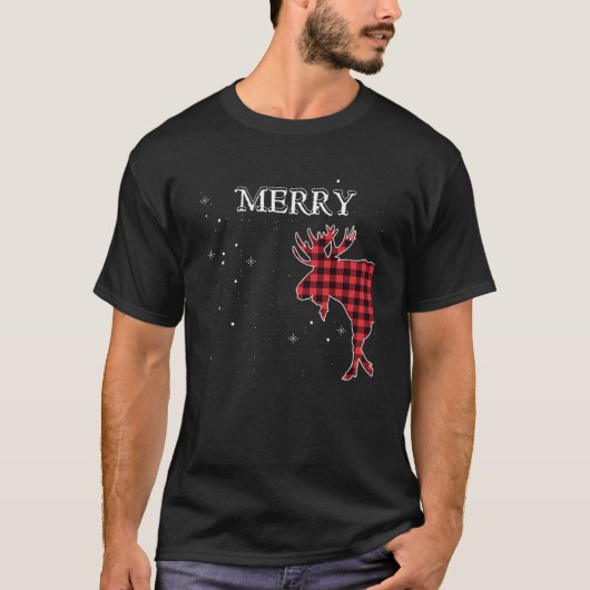 T-shirt Merry Moose Buffalo Rouge Plaid Fundy Couples Chri (Devant)