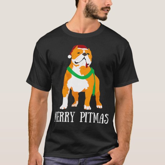 T-shirt Merry Pitma Pitbull Santa Claus Dog Pittie Christ (Devant)