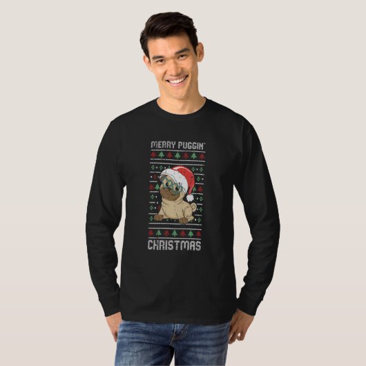 T-shirt Merry Puggin Christmas Pajama Pug Dog Puppy Ugly (Devant entier)