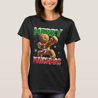 T-shirt Merry Punchmas Taekwondo Karate Gingerbread Man Ma