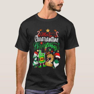 T-shirt Merry Quarantine 2020 Elf Santa Claus Visage Masqu