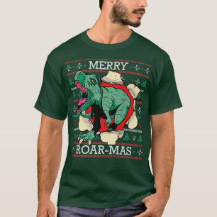 T-shirt Merry Roar Mas pour Noël ou Noël avec Dinosa