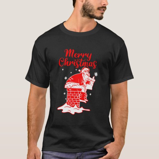 T-shirt Merry Santa Poog Winter Snow (Devant)