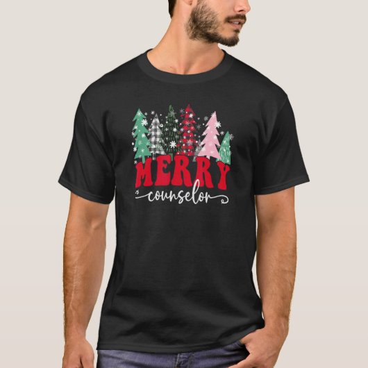 T-shirt Merry School Counselor Christmas Trees Student Sup (Devant)