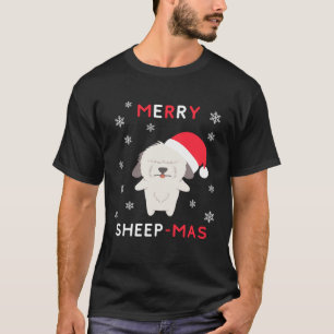 T-shirt Merry Sheep Mas Christmas Old English Sheepdog X
