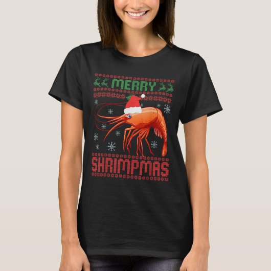 T-shirt Merry Shrimpmas Funny Shrimp Ugly Christmas Sweate (Devant)