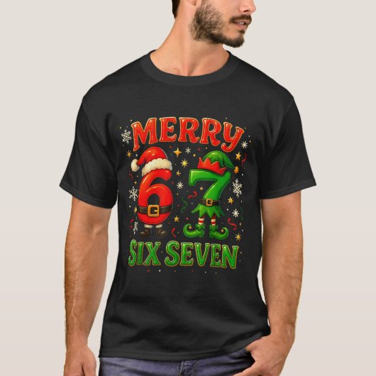T-shirt Merry Six Seven Funny Meme 67 Christmas Couple Des (Devant)