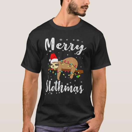 T-shirt Merry Slothmas Tee Christmas Pajama for Sloth (Devant)