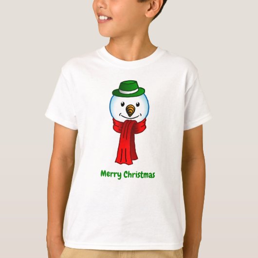 T-shirt Merry Snowman with his Red Scarf (Devant)