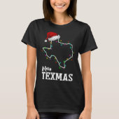 T-shirt Merry Texmas Texas State Christmas Light Outline S (Devant)