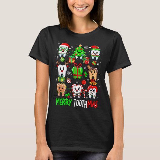 T-shirt Merry Toothmas Teeth Collection Santa Reindeer Xma (Devant)