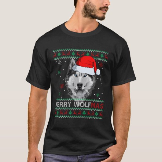 T-shirt Merry Wolfmas Merry Wolf Ugly (Devant)