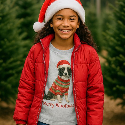 T-Shirt Merry Woofmas Border Collie Christmas