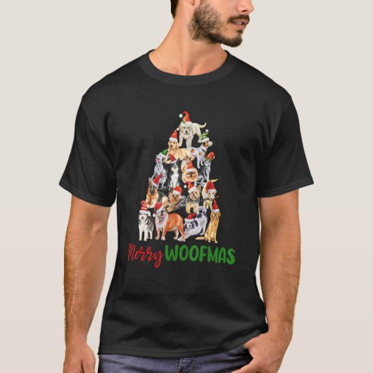 T-shirt Merry Woofmas Dog Tree (Devant)