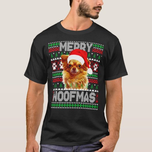 T-shirt Merry Woofmas jolie longue robe Chihuahua Chien mo (Devant)