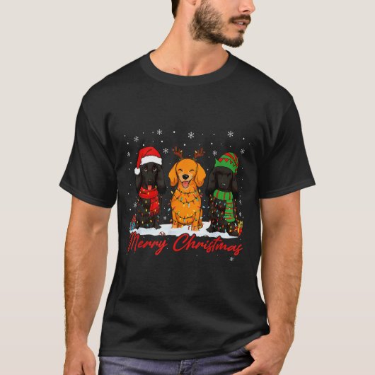 T-shirt Merry Woofmas Santa Reindeer Elf Dachshund Christm (Devant)