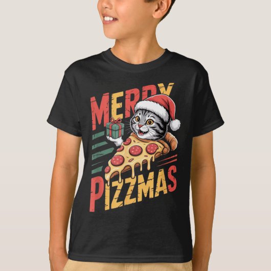 T-shirt Merry Zzmas Christmas Cat Funny Zza Lover Xmas Cat (Devant)