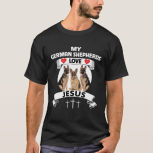T-shirt Mes bergers allemands aiment Jésus Christian Chien
