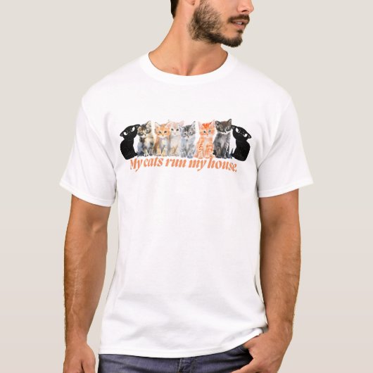 T-shirt Mes chats dirigent ma maison - Conception de chat (Devant)