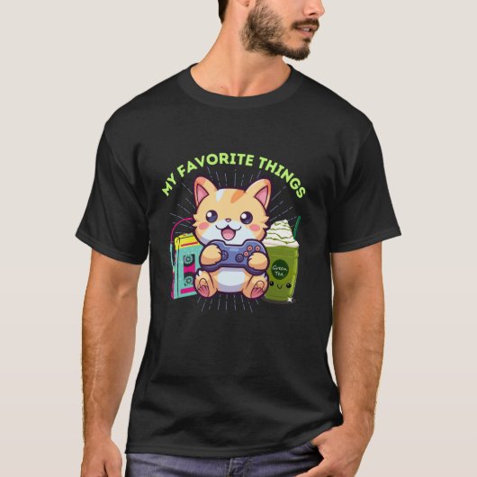 T-shirt Mes Choses Favorites Joueur Chat Jeu Iced Matcha T (Devant)