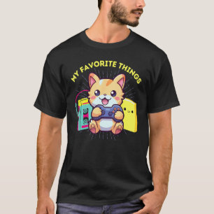 T-shirt Mes choses préférées Jeux vidéo Chats Livres & Les