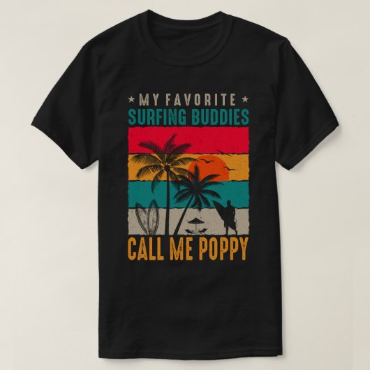 T-shirt Mes copains préférés de surf APPELLE MOI POPPY Vin (Design devant)