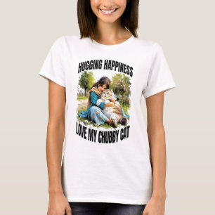 T-shirt Mes Femmes Chubby Chat Blanc
