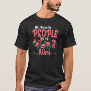 T-shirt Mes Gens Favoris M'Appelent Nini Grandma Floral Mo