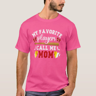 T-shirt Mes Joueurs préférés M'Appelent Maman Softball Bas
