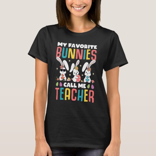 T-shirt Mes lapins préférés Appelez-Moi Enseignant Classe (Devant)