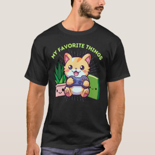 T-shirt Mes Objets Préférés Jeu Vidéo Chat Plantes Livres