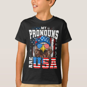 T-shirt Mes Pronononounes Sont L'Aigle Patriotique América