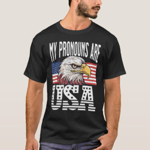 T-shirt Mes Pronononounes Sont USA Eagle Patriotique Ameri