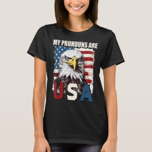T-shirt Mes Prononounes sont le drapeau américain aigle pa